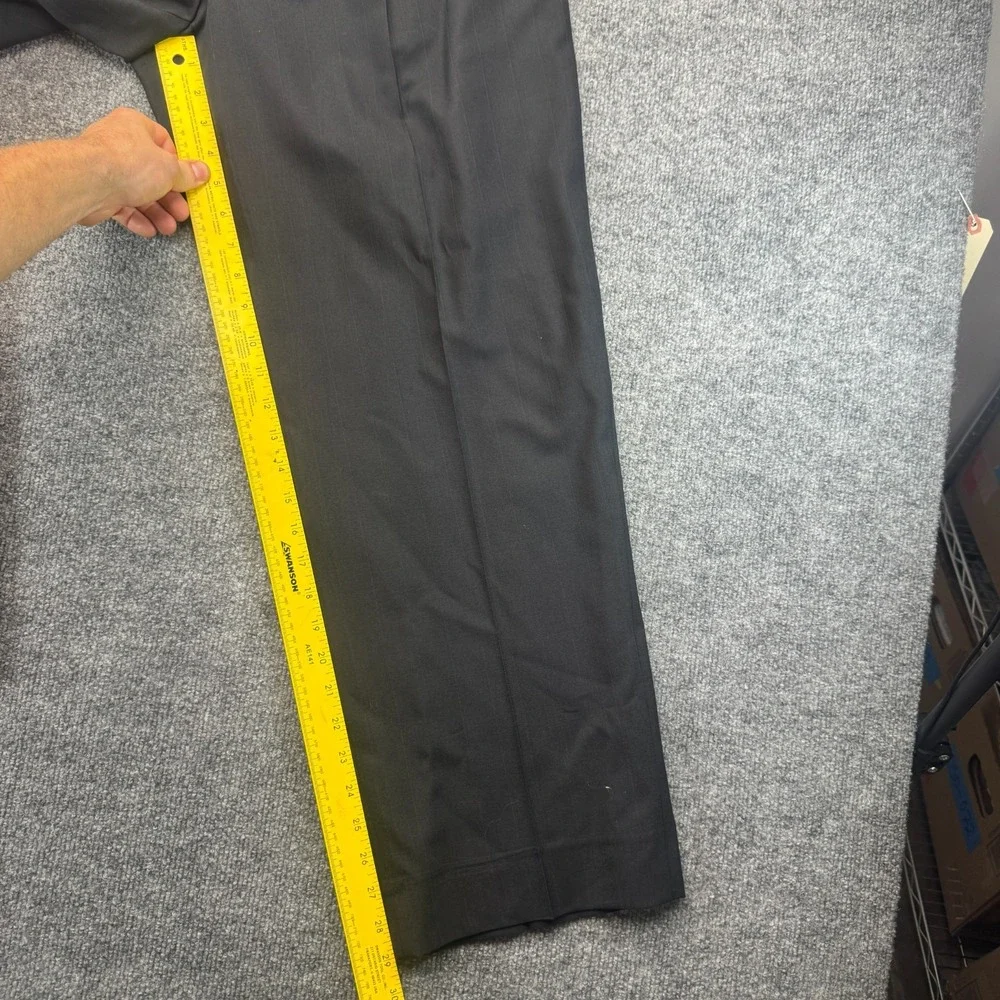 Vtg Mens Dress Pants 34x30 Black Pleated Professional Office Career Straight Leg